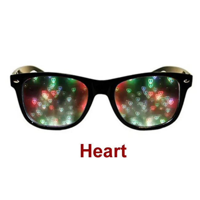 Funny 3D Sunglasses Love and Star Special Effects 3D Glasses Firework Diffraction Eyewear Optical Mirror Light Rainbow Show Part